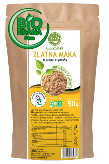 Maka zlatna u prahu organska 50g Lucar